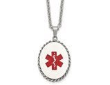 Mens Stainless Steel Medical Alert ID Pendant Necklace with Chain (20 Inches)